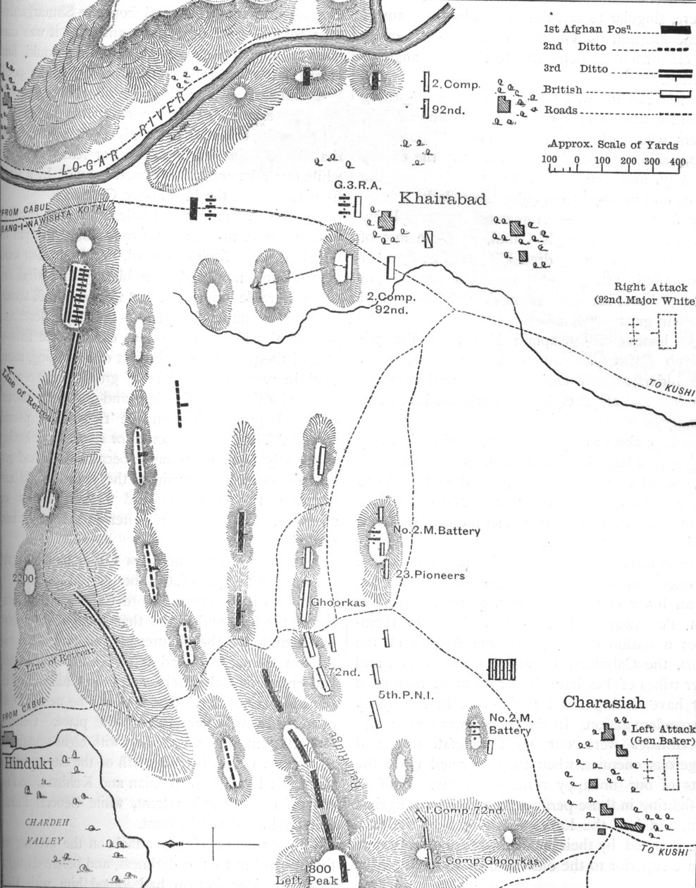 Plan for slaget ved Charasiah, 6. oktober 1979, c1880 av Unbekannt
