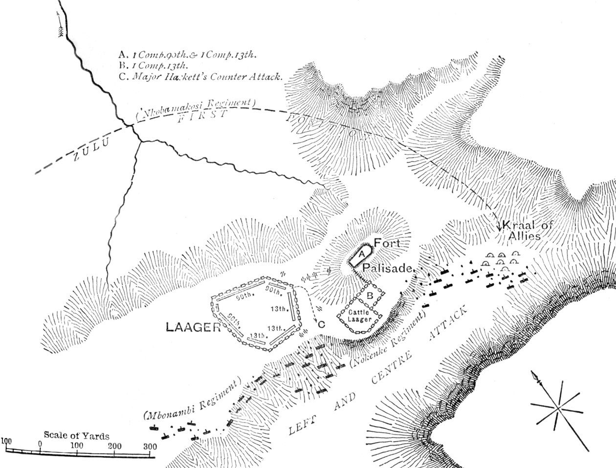 Plan for slaget ved Kambula, 29. mars 1879, c1880 av Unbekannt