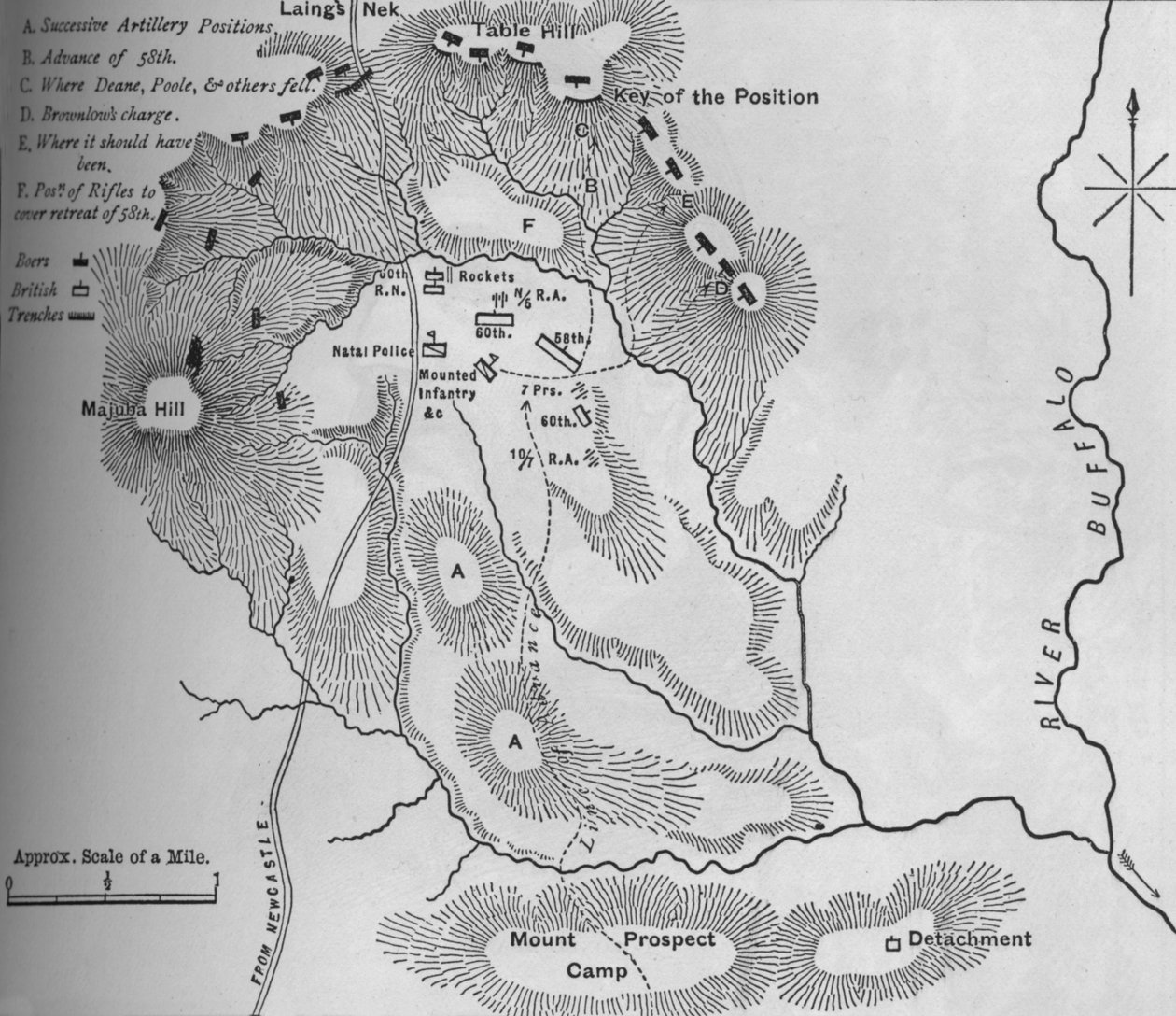 Plan for slaget ved Laings Nek 28. januar 1881, c1880-årene av Unbekannt