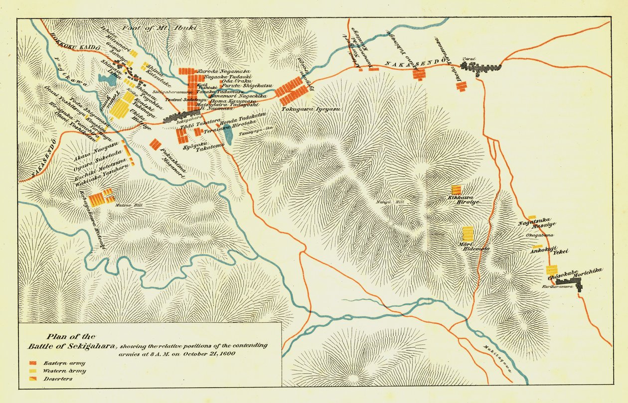 Plan for slaget ved Sekigahara, 21. oktober 1600, 1903. av Unbekannt