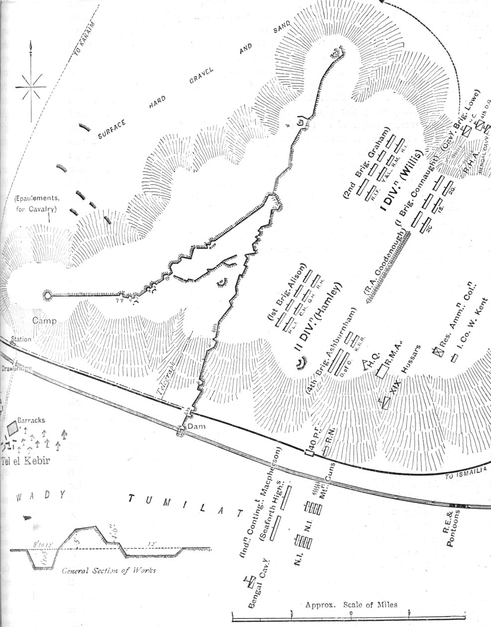 Plan for slaget ved Tel-El-Kebir, 13. september 1882, c1882. av Unbekannt