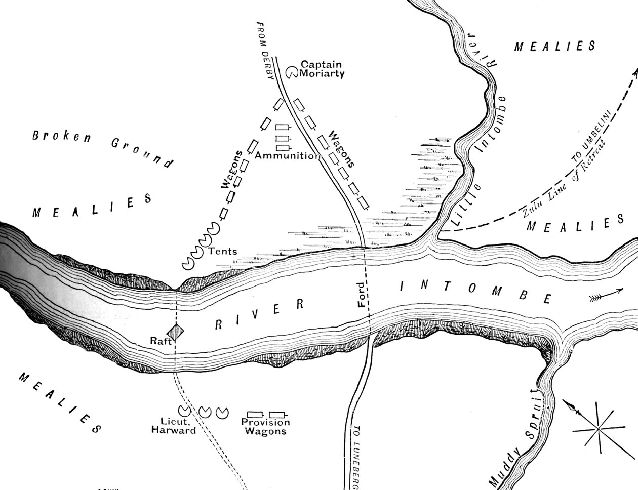 Plan for katastrofen på Intombe-elven 12. mars 1879, c1880 av Unbekannt