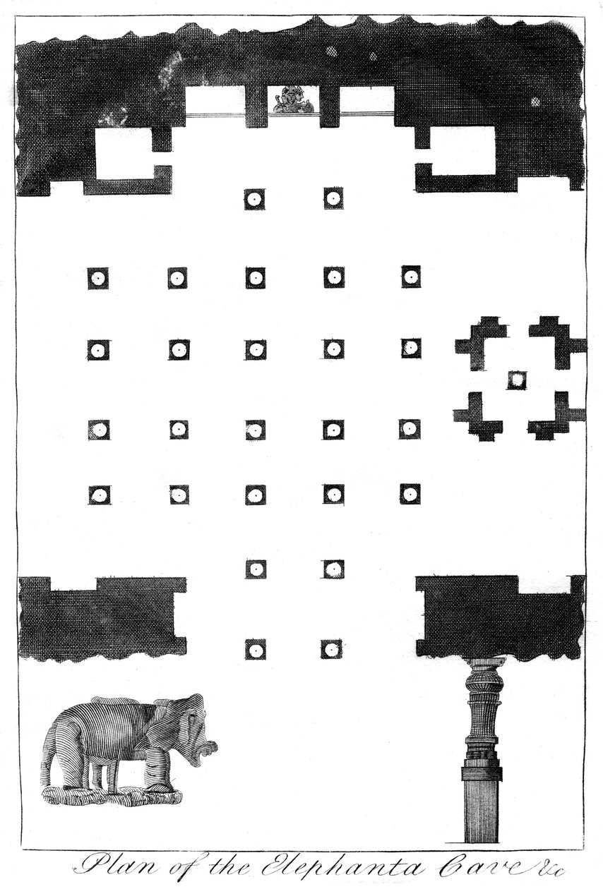 Plan over Elephanta-hulene, India, 1799 av Unbekannt