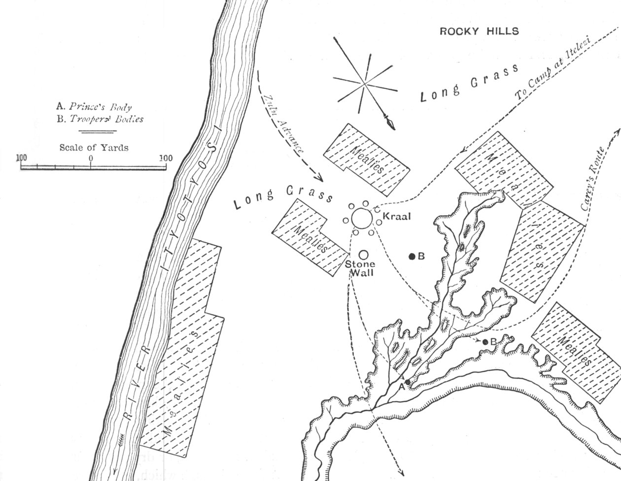 Plan av bakken hvor prins Louis Napoleon ble drept, 1. juni 1879, c1880 av Unbekannt