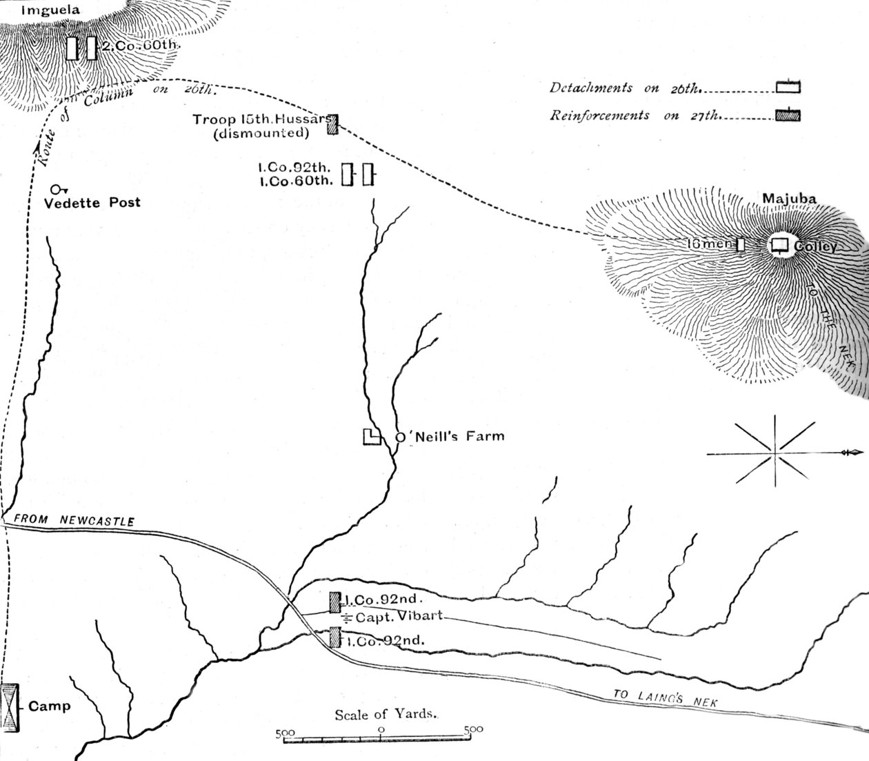 Plan for mars til Majuba Hill, 26. februar 1881, ca 1880-tallet av Unbekannt