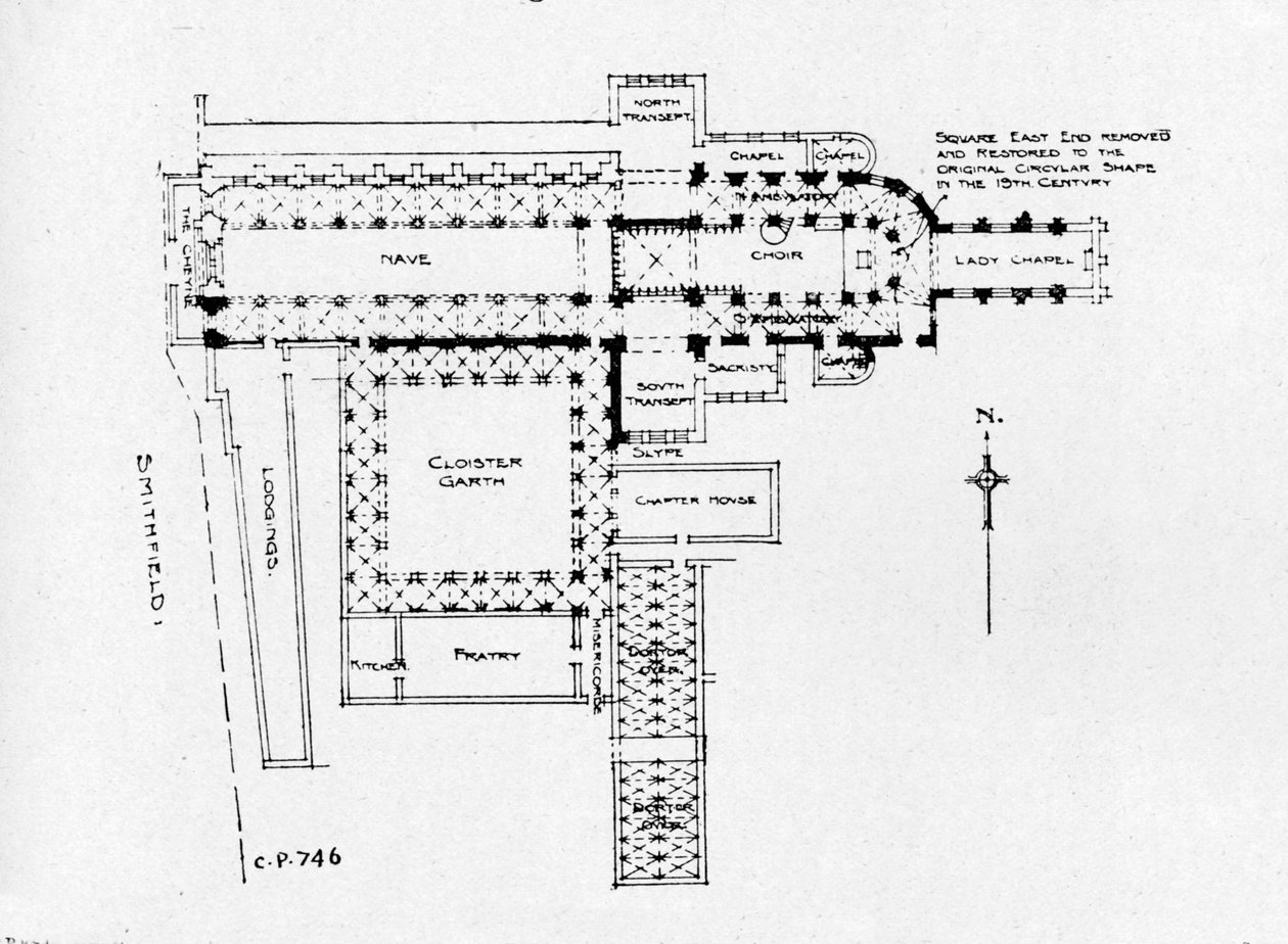 Plan for Priory Church of St Bartholomew-the-Great, London, 1906 av Unbekannt