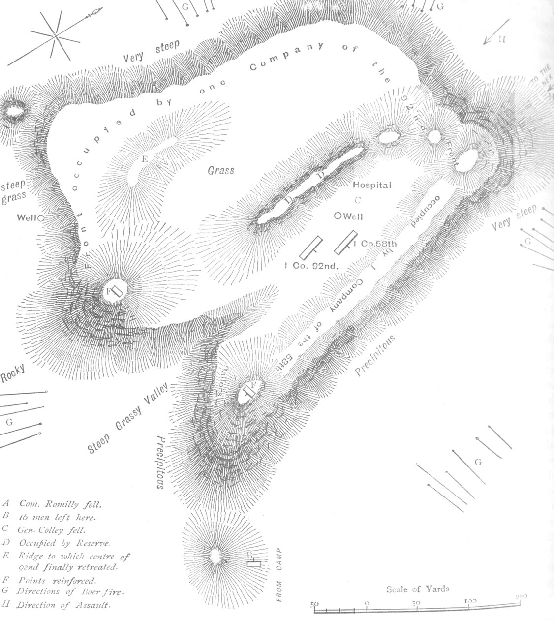 Plan for toppen av Majuba Hill, 27. februar 1881, ca 1880-tallet av Unbekannt