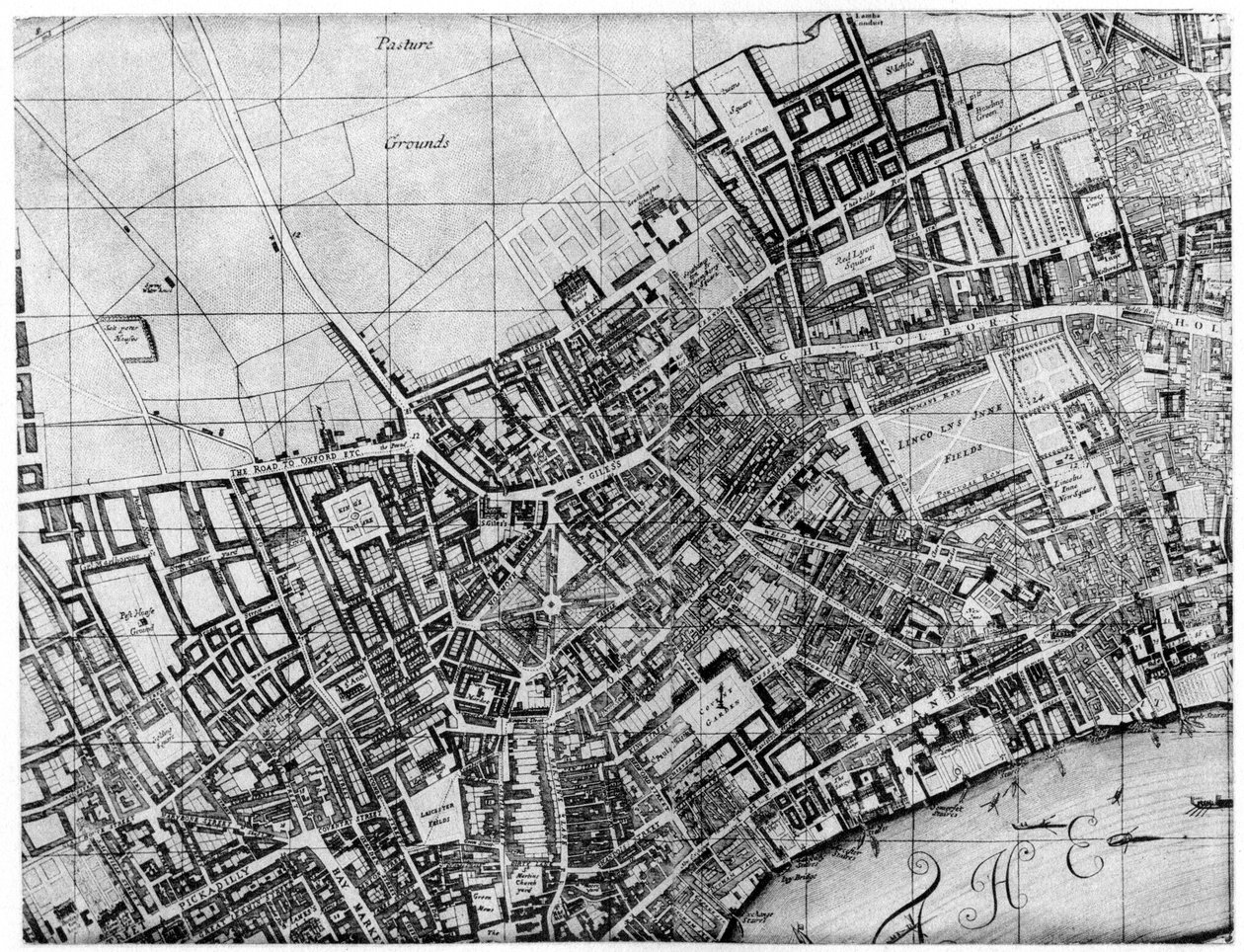 Plan for prestegjeldet St Giles, London, 1907 av Unbekannt