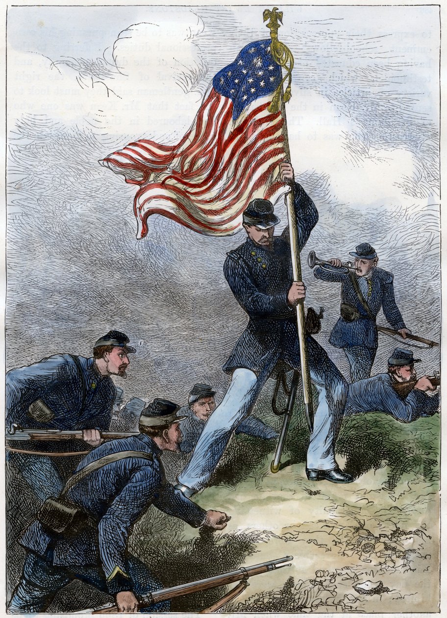 Planter unionsflagget på en bastion, Siege of Vicksburg, 1863 av Unbekannt