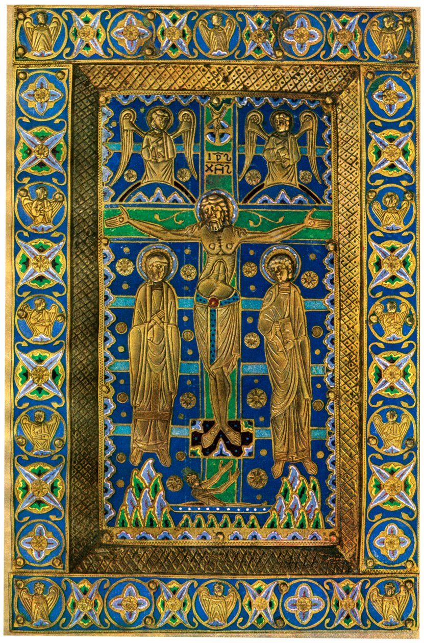 Plakettbinding Plaque de reliure, champlevé emalje på kobber, 1200-tallet, 1931 av Unbekannt
