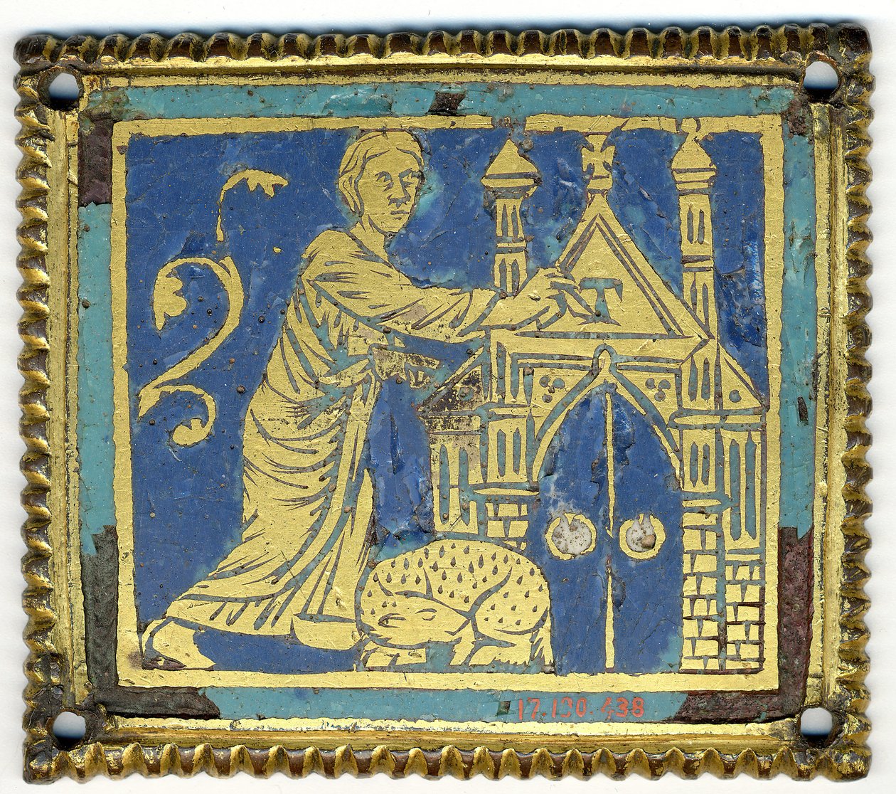 Plakett med merking av døren med bokstaven Tau, tysk, ca. 1200. av Unbekannt
