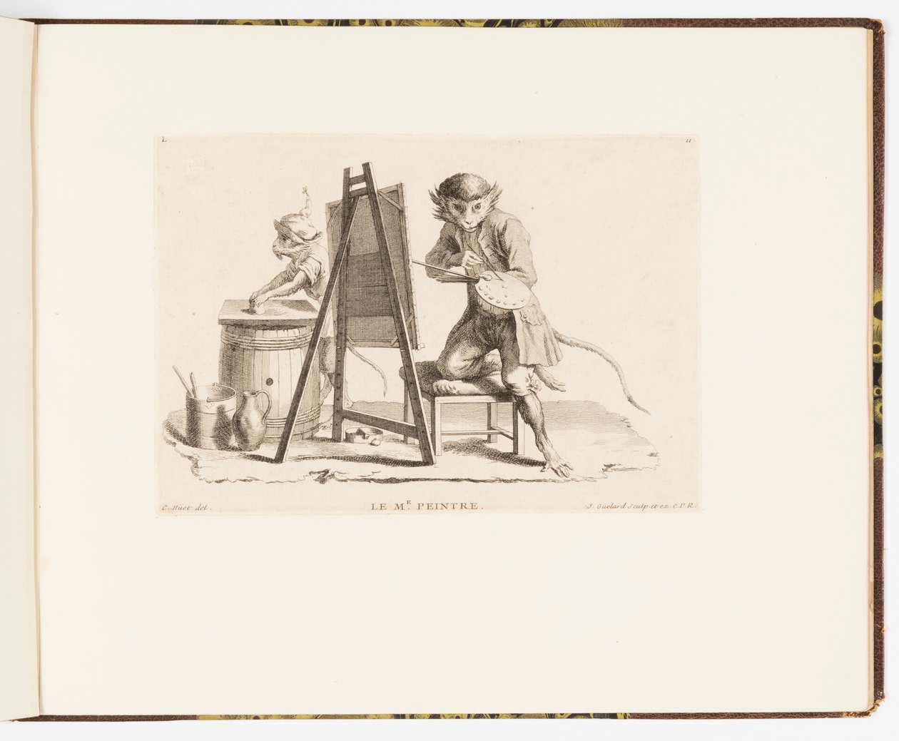 Plate 11, The Master Painter, Monkey Antics eller forskjellige handlinger av menneskeliv representert av apekatter av Unbekannt