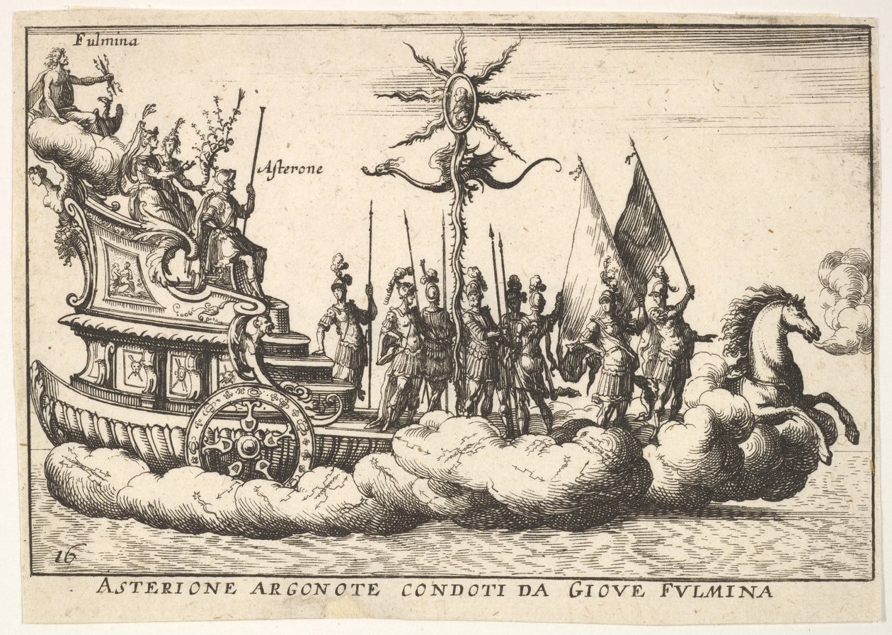 Plate 16: Argonaut Asterion ledet av en ung lynfigur Asterione argonote con..., 1664. av Unbekannt