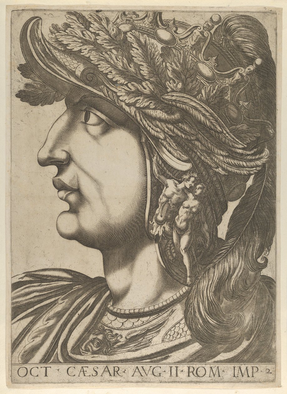 Plate 2: Octavian i profil til venstre, fra 