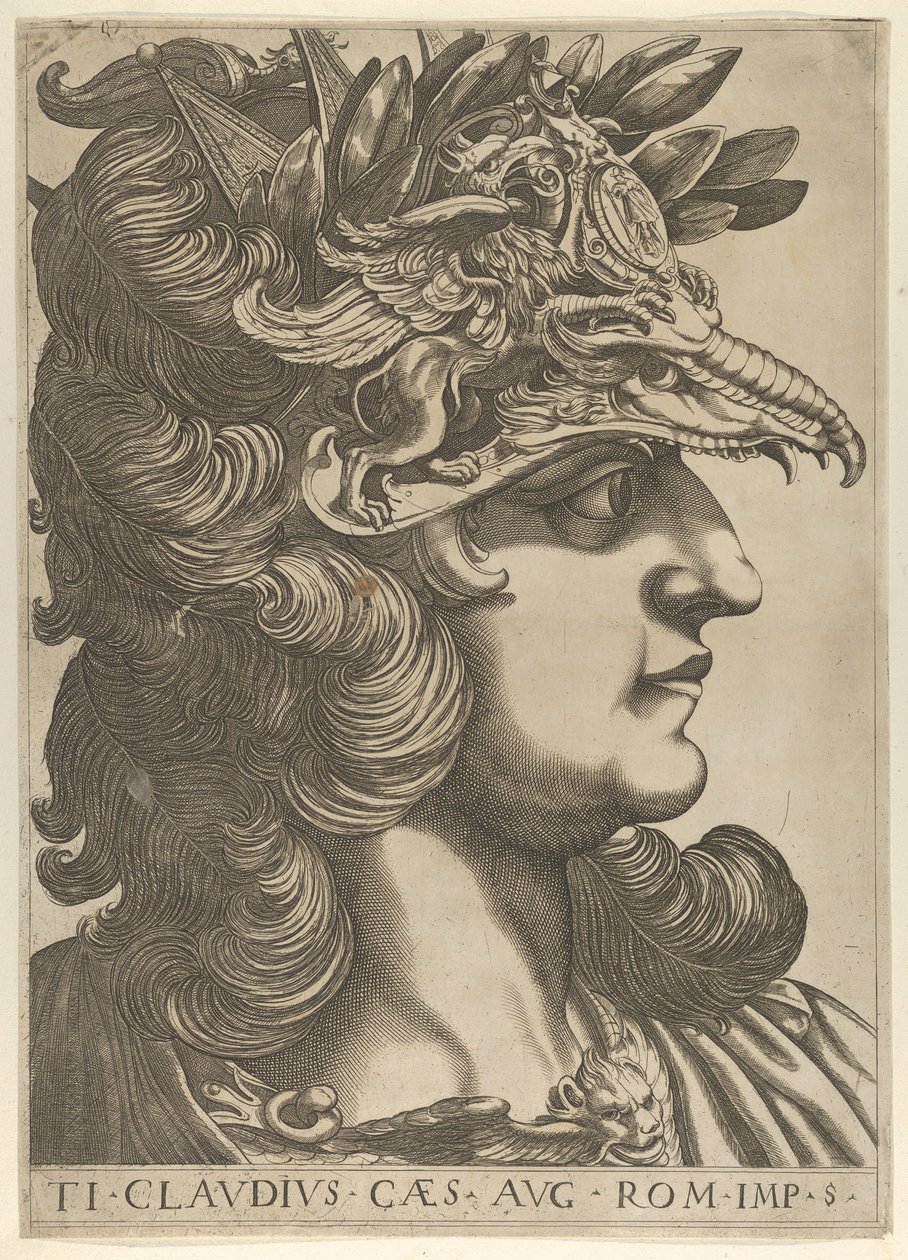 Plate 5: Tiberius Claudius i profil til høyre, fra 