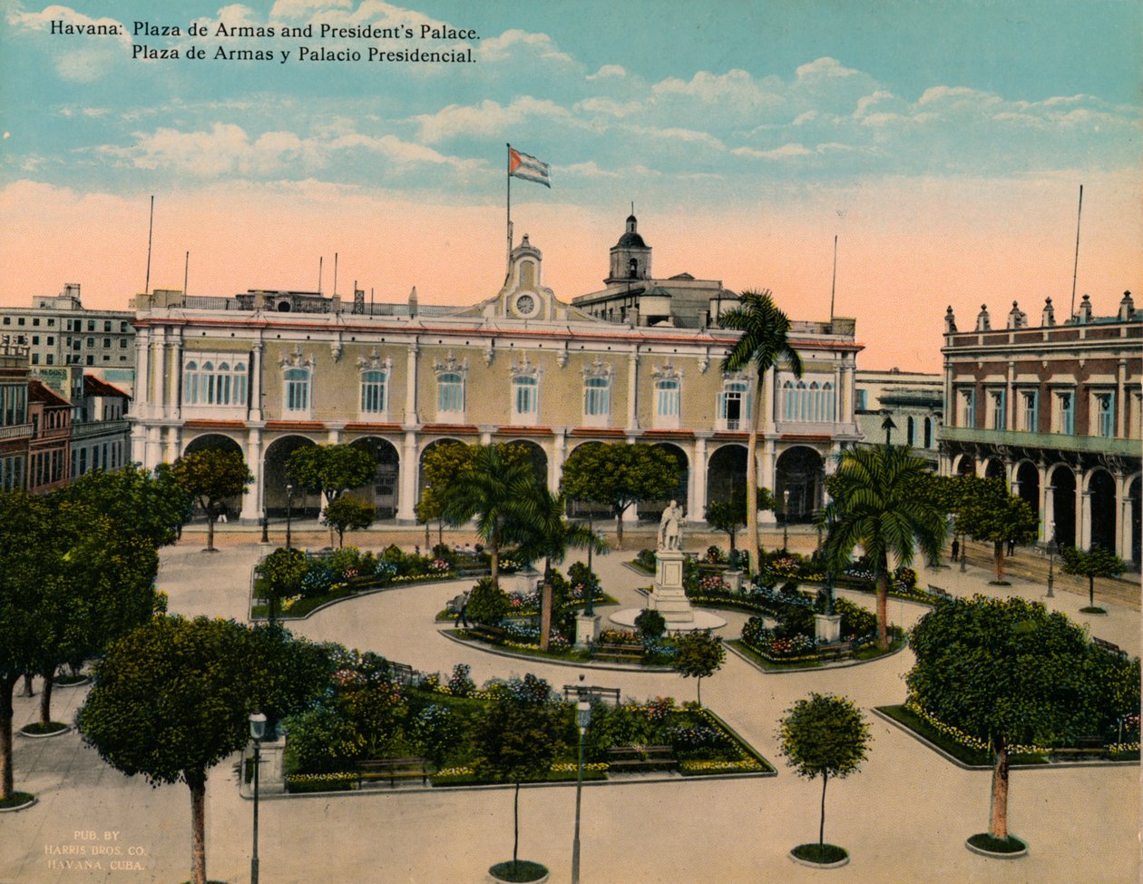 Plaza de Armas og presidentpalasset, Havana, Cuba, c1920. av Unbekannt