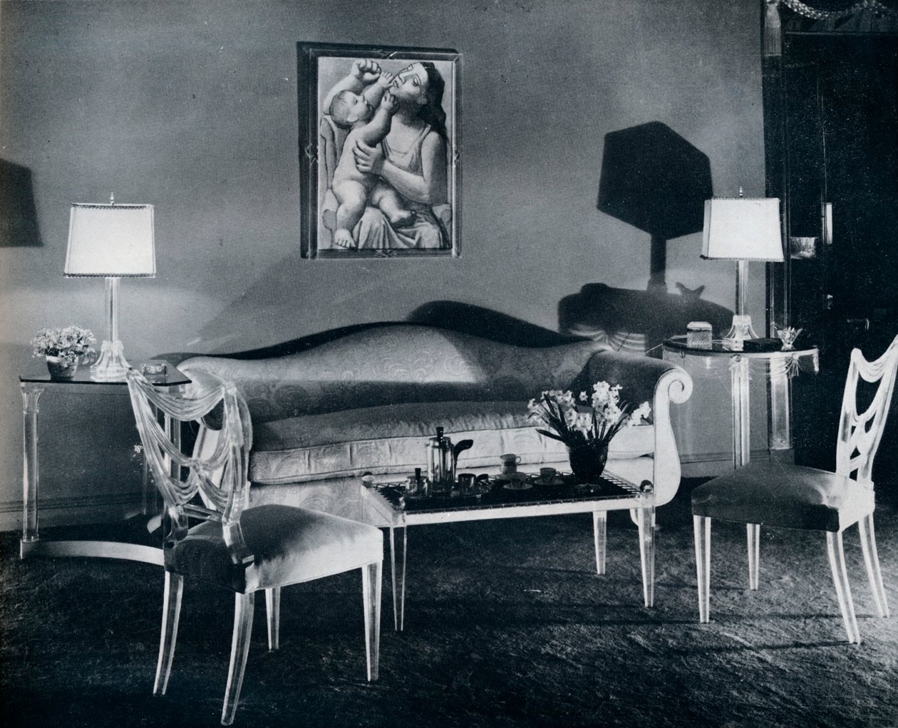 Plexiglasmøbler i interiør fra 1940-tallet, 1941 av Unbekannt