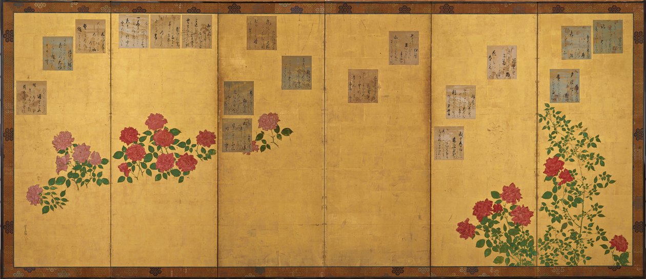 Diktpapirer og roser, Edo-perioden, 1615-1868. av Unbekannt
