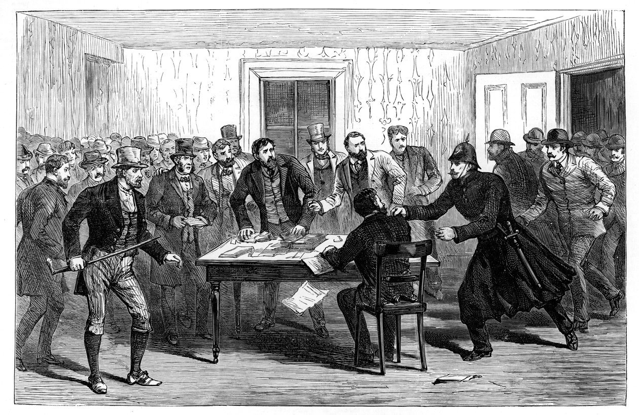 Politiangrep mot National Rent Offices i Loughrea, Irland, 1887 av Unbekannt