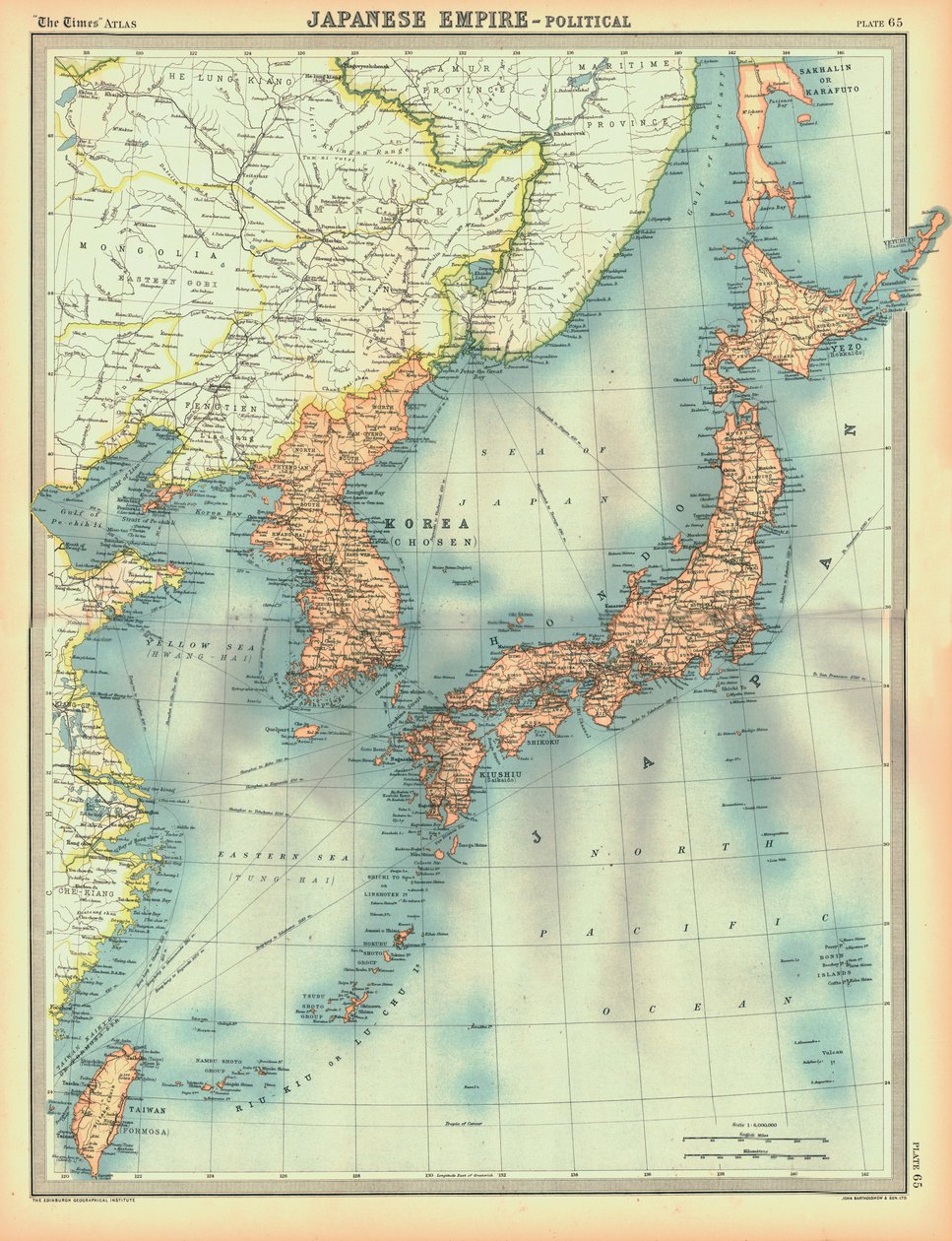 Politisk kart over det japanske imperiet, tidlig på 1900-tallet av Unbekannt