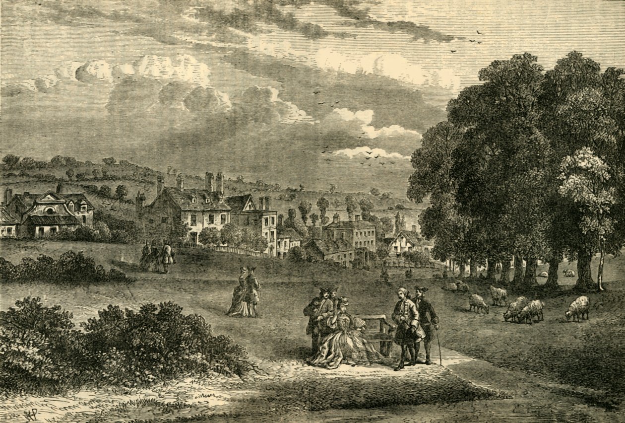 Pond Street, Hampstead, i 1750, c1876. av Unbekannt