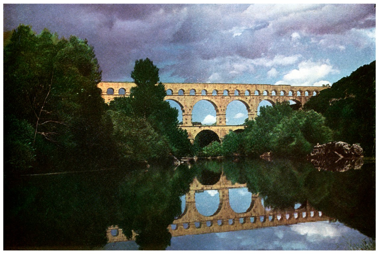 Pont du Gard, romersk akvedukt, Nîmes, Frankrike, 1956 av Unbekannt