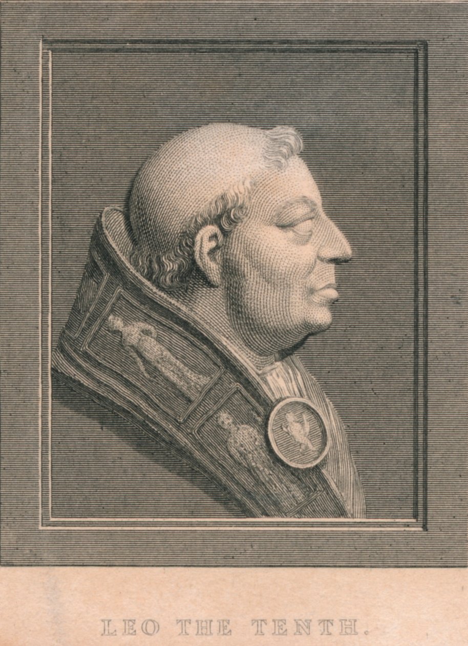 Pave Leo X 1475-1521, født Giovanni di Lorenzo de Medici, c1830 av Unbekannt