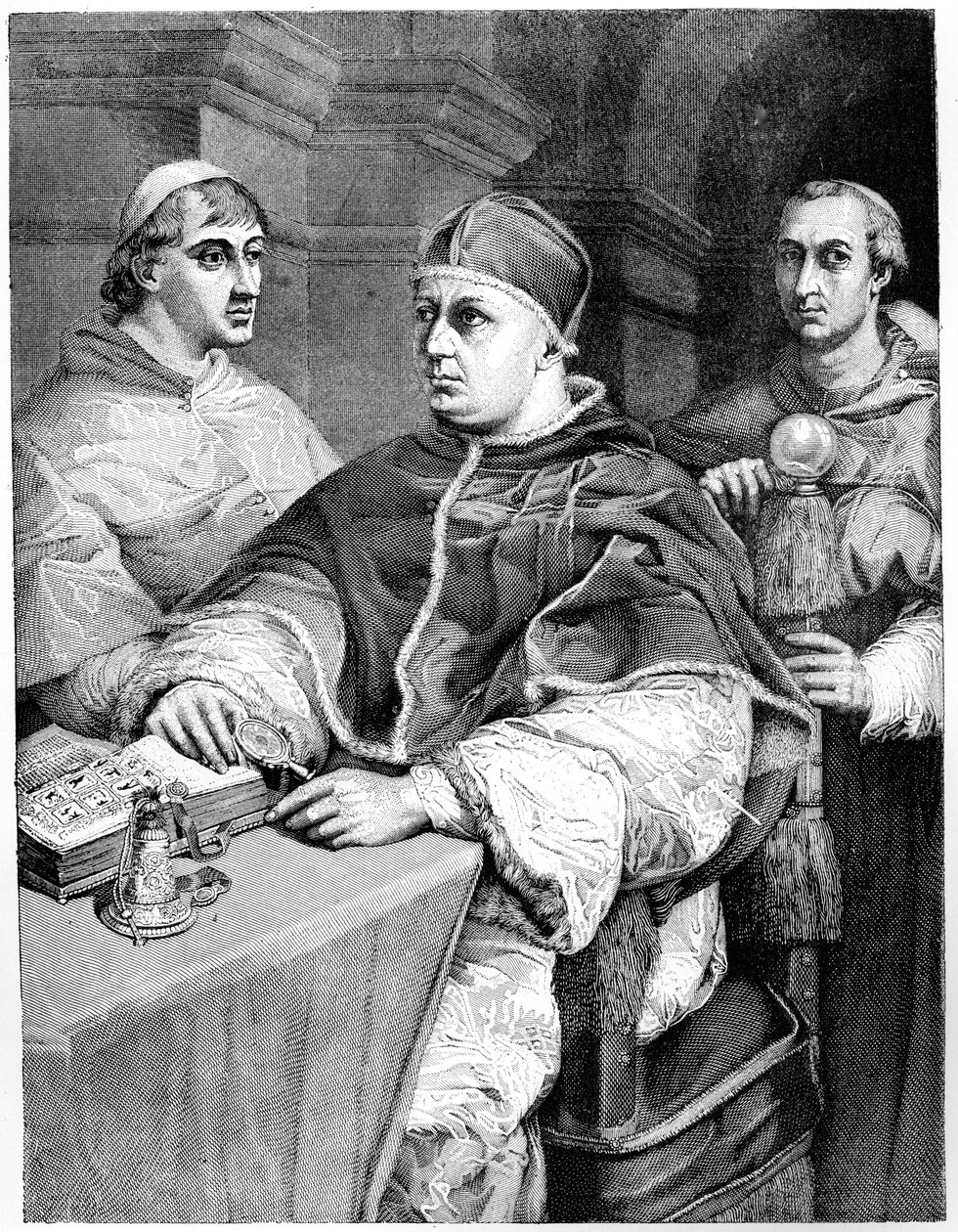 Pave Leo X, Giulio de Medici, den fremtidige pave Clement VII og kardinal de Rossi, 1882 av Unbekannt