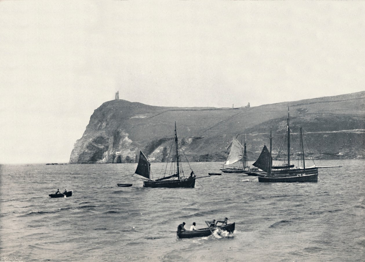 Port Erin - Bradda Head, med Milner Tower, 1895 av Unbekannt