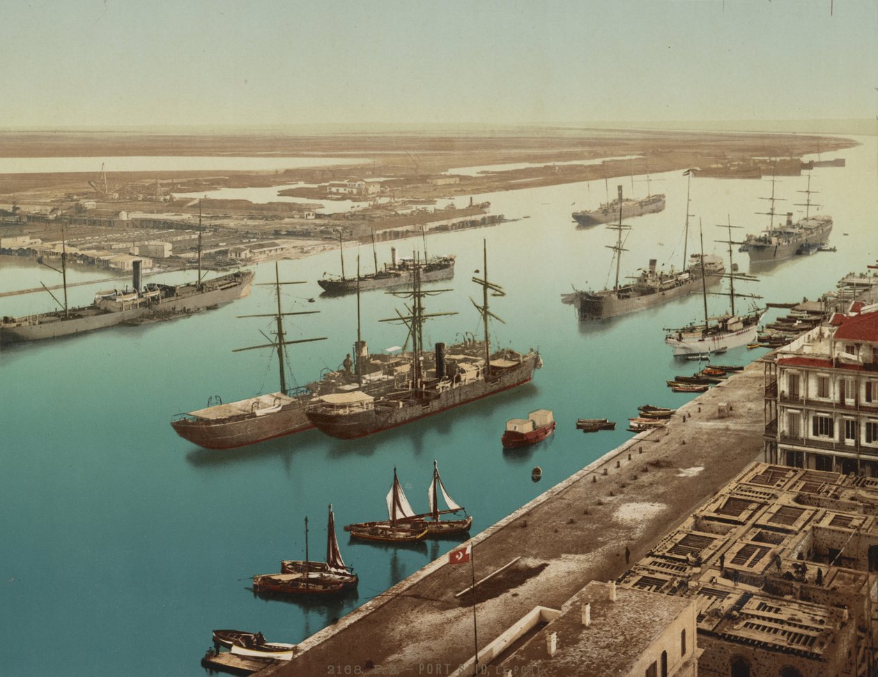 Port Said, Suez, c.1900 (colour photochrom) av Unbekannt