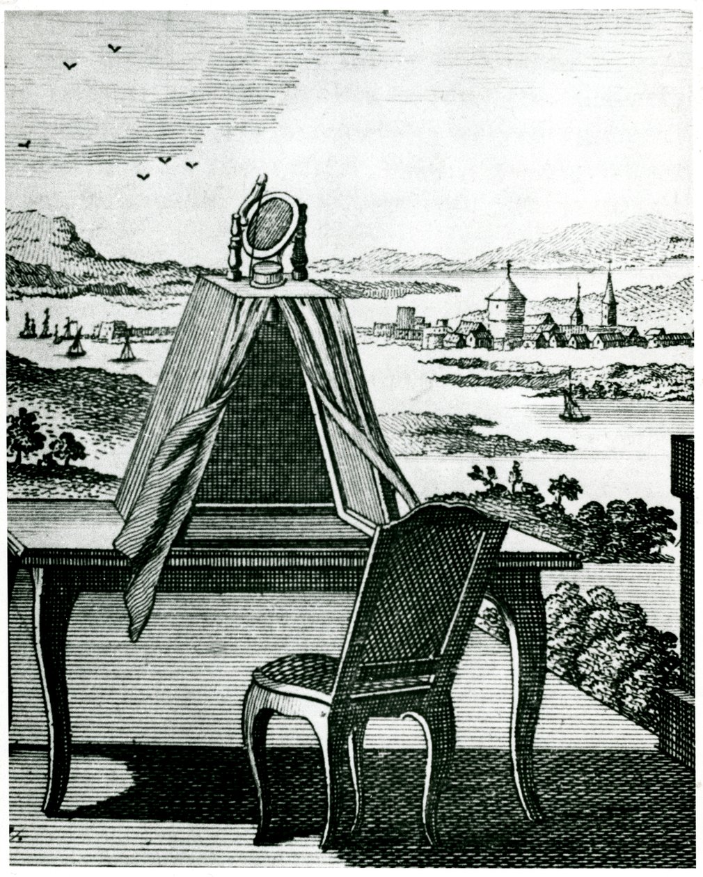 Bærbart telt type camera obscura, 1764 av Unbekannt