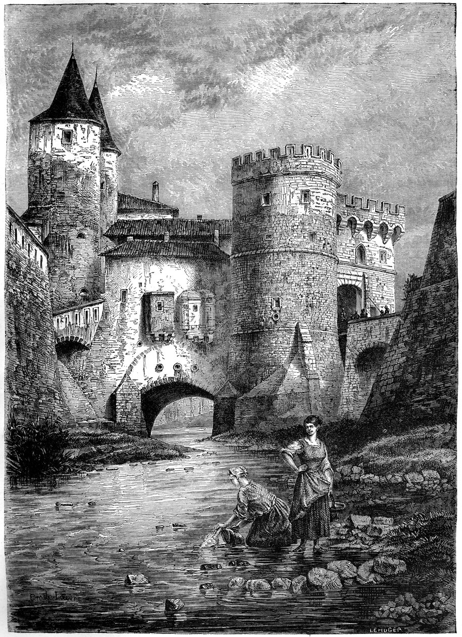 Porte des Allemands tyske port, Metz, Frankrike, 1500-tallet 1882-1884 av Unbekannt