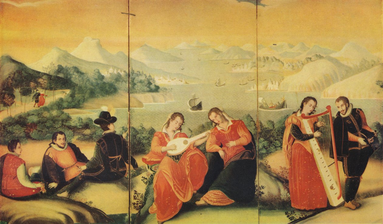 Del av en japansk foldeskjerm fra Keicho-perioden, c1600, 1936 av Unbekannt