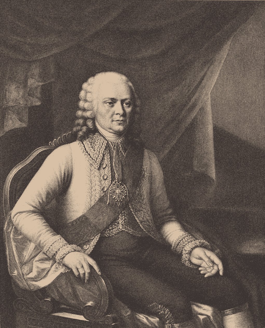Portrett av admiral Vasily Alexeyevich Myatlev 1694-1761 etter Józef Oleszkiewicz av Unbekannt