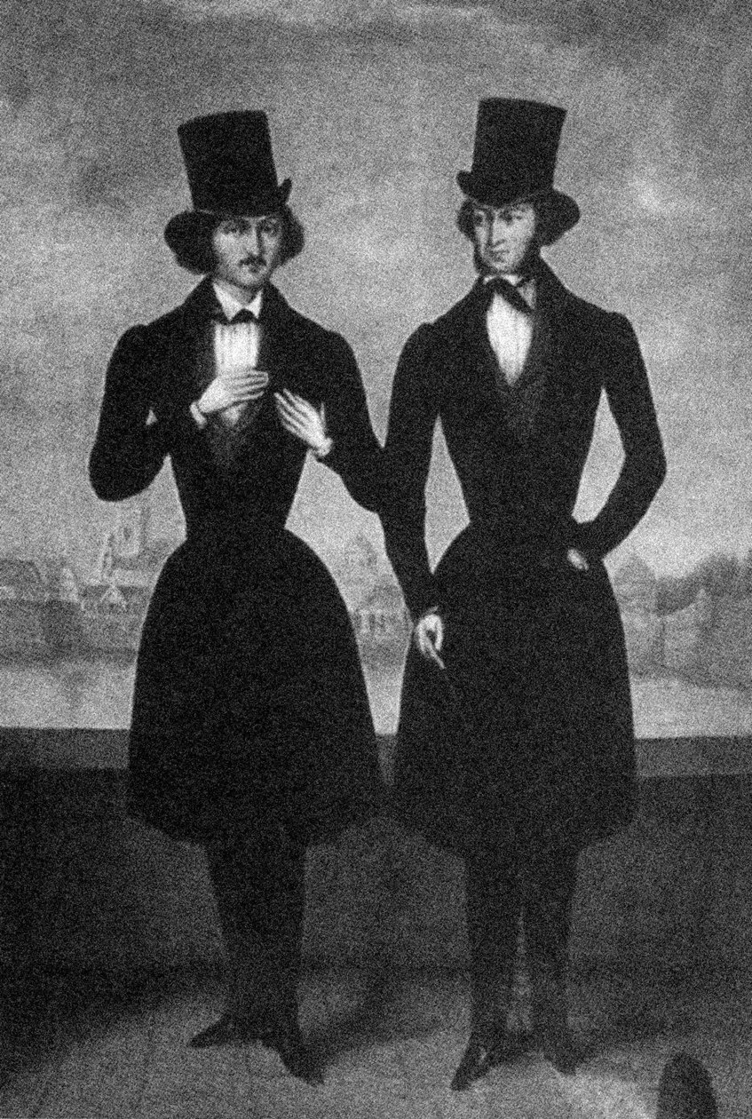 Portrett av Alexander Pushkin og Nikolai Gogol, første kvartal av 1800-tallet. av Unbekannt