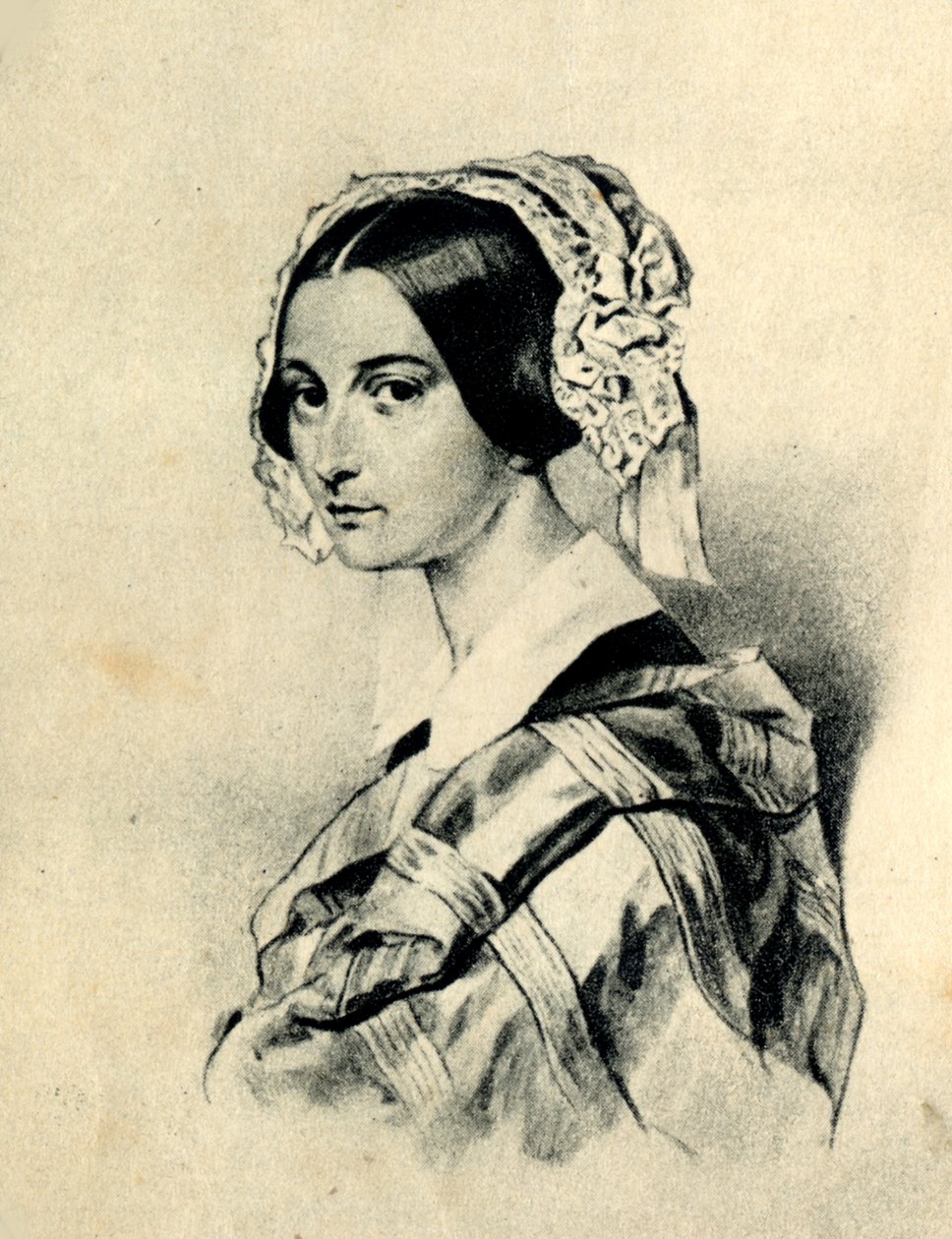 Portrett av Alexandra Smirnova-Rosset 1809-1882. Etter en tegning av P. Sokolov av Unbekannt