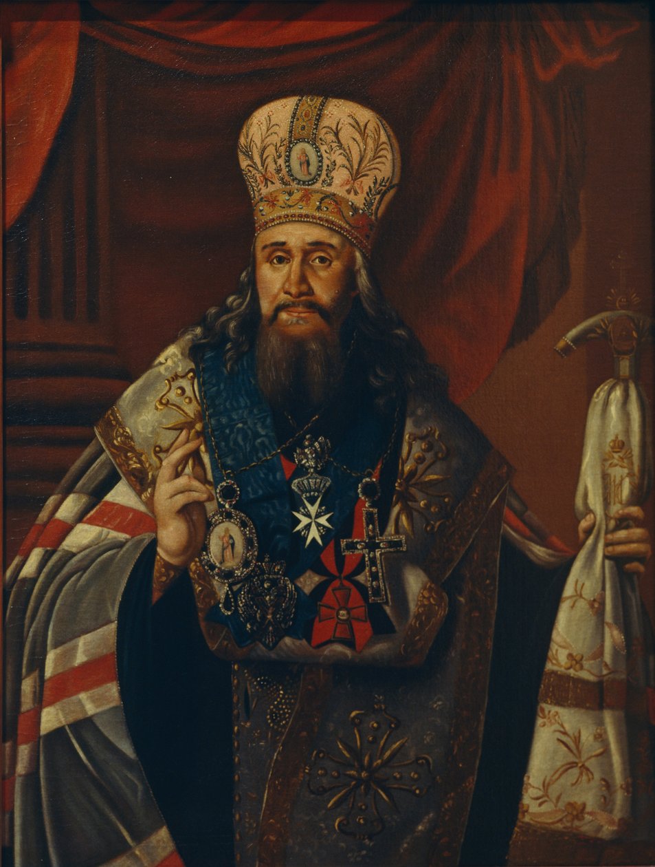 Portrett av Ambrosius Podobedov, metropoliten i Novgorod og Petersburg 1742-1818, 1813 av Unbekannt