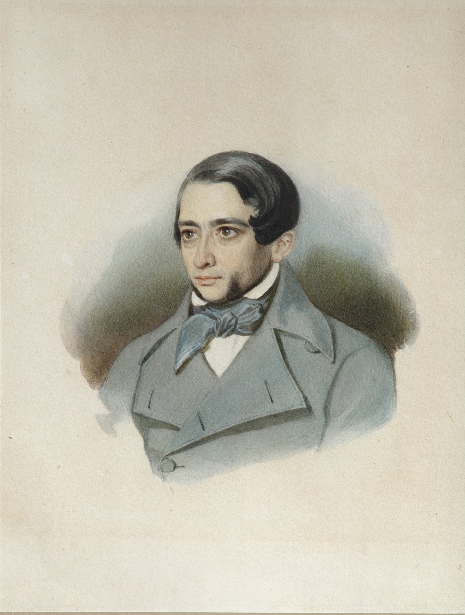 Portrett av Andrey Alexandrovich Krayevsky 1810-1889, tidlig på 1840-tallet av Unbekannt