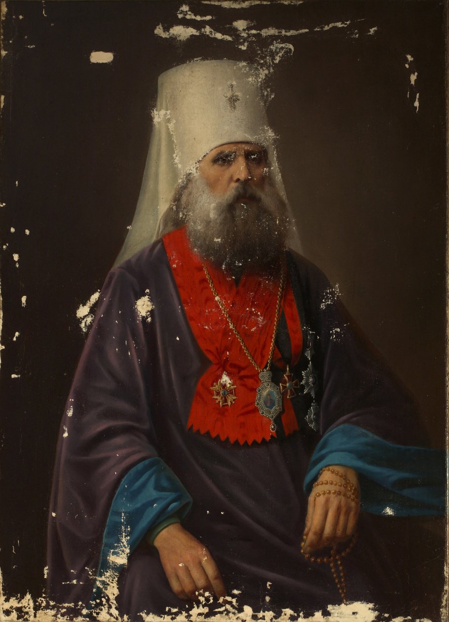 Portrett av erkebiskop Iriney Klementyevsky av Pskov 1753-1818, tidlig på 1800-tallet av Unbekannt