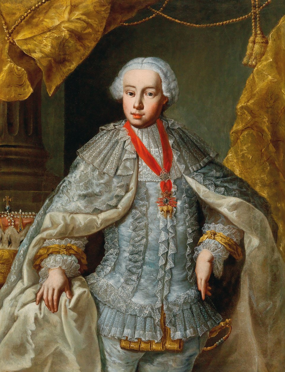 Portrett av erkehertug Leopolds fremtidige keiser Leopold II i brudekjole, ca 1764-1765. av Unbekannt