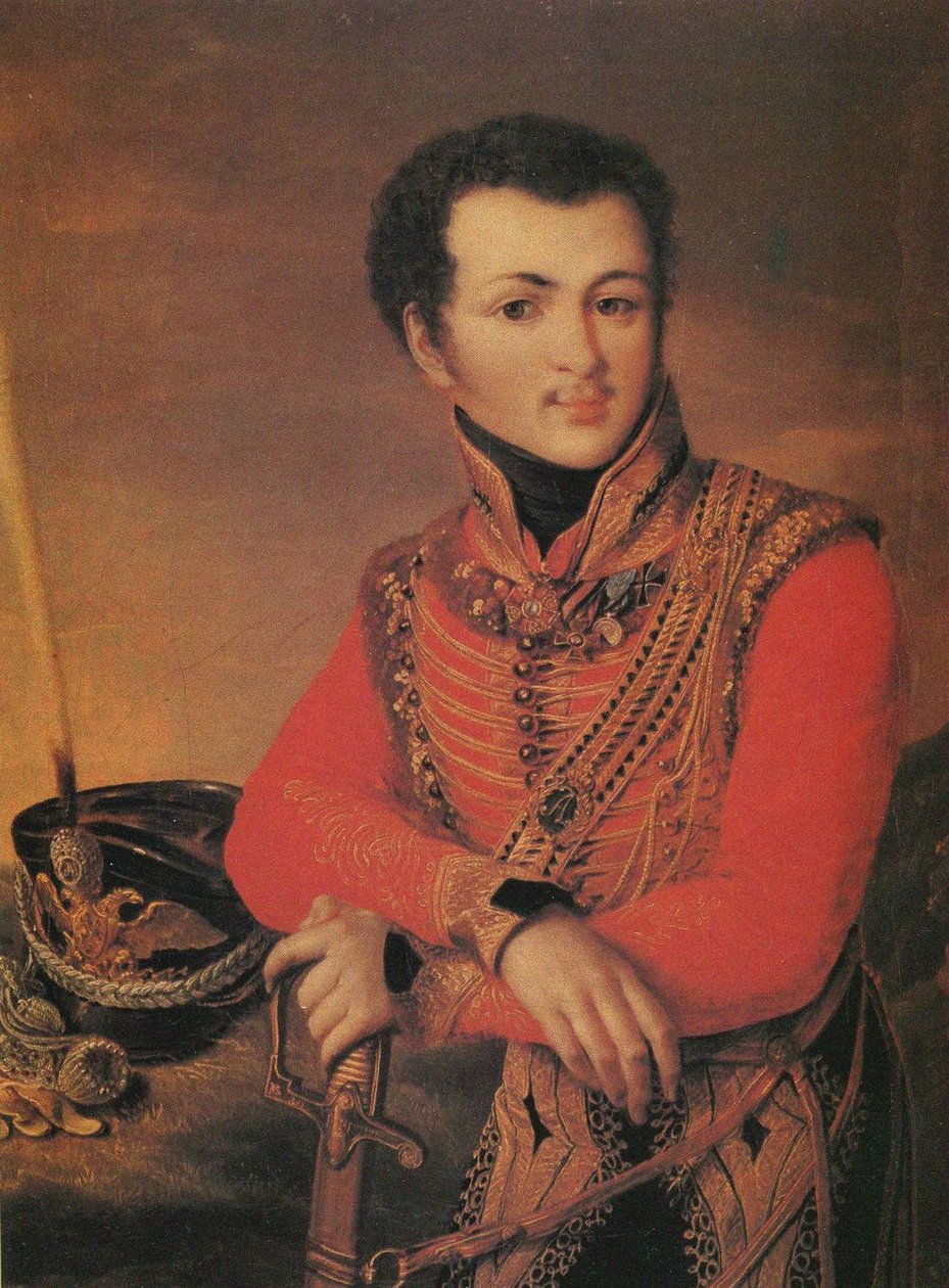 Portrett av Artemy Lazarev 1791-1813, stabsrittmester for Life-Guards Hussar Regiment, 1820-tallet av Unbekannt
