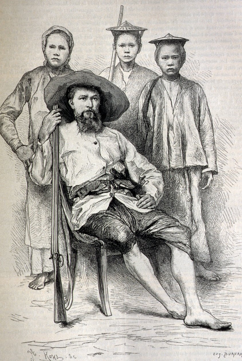 Portrett av Auguste Pavie (1847-1925) fransk oppdagelsesreisende og diplomat i Indokina - Gravering av Unbekannt