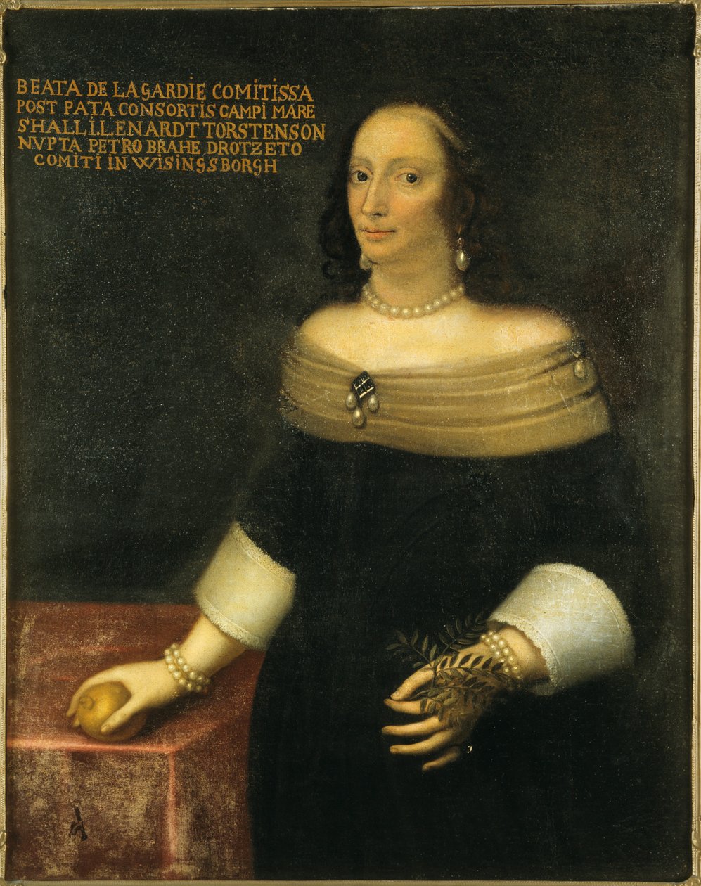 Portrett av Beata De la Gardie 1612-1680, ca. 1653. av Unbekannt