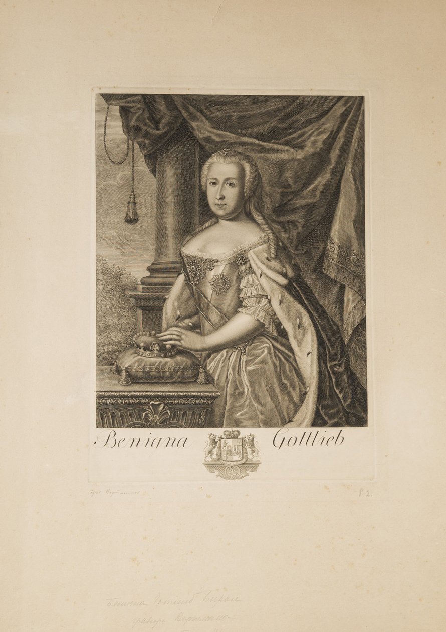 Portrett av Benigna Gottlieb von Biron 1703-1782, hertuginne av Courtland av Unbekannt