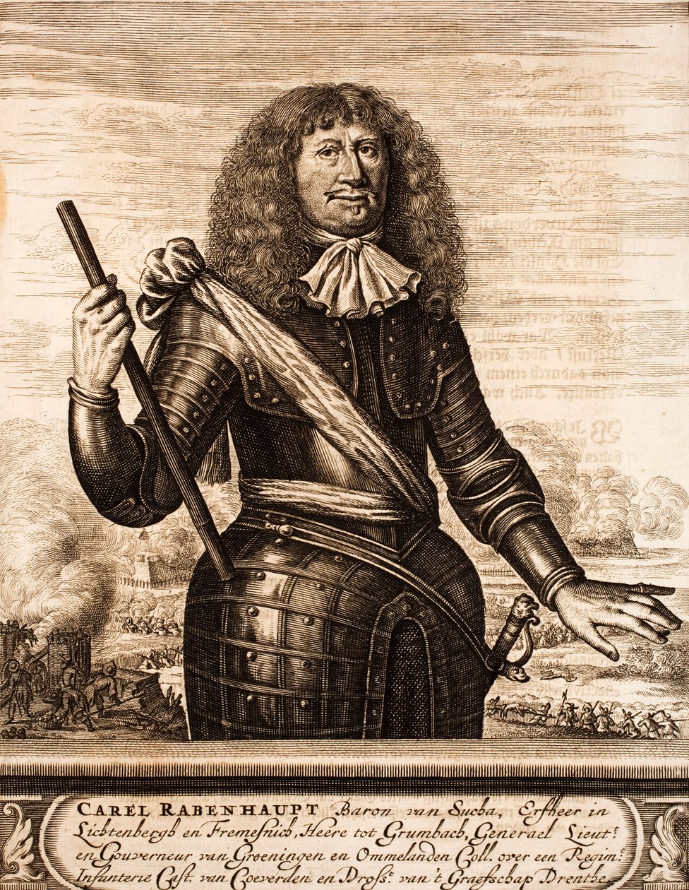 Portrett av Carl von Rabenhaupt 1602-1675 Fra: Krigsscene, 1675. av Unbekannt