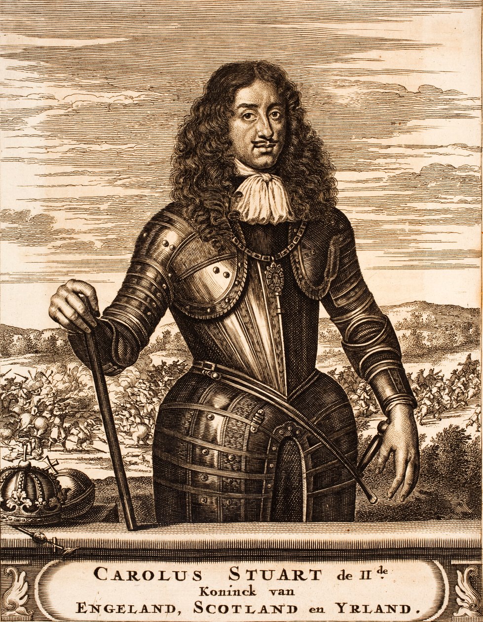 Portrett av Charles II av England 1630-1685 Fra: Krigsscene, 1675. av Unbekannt