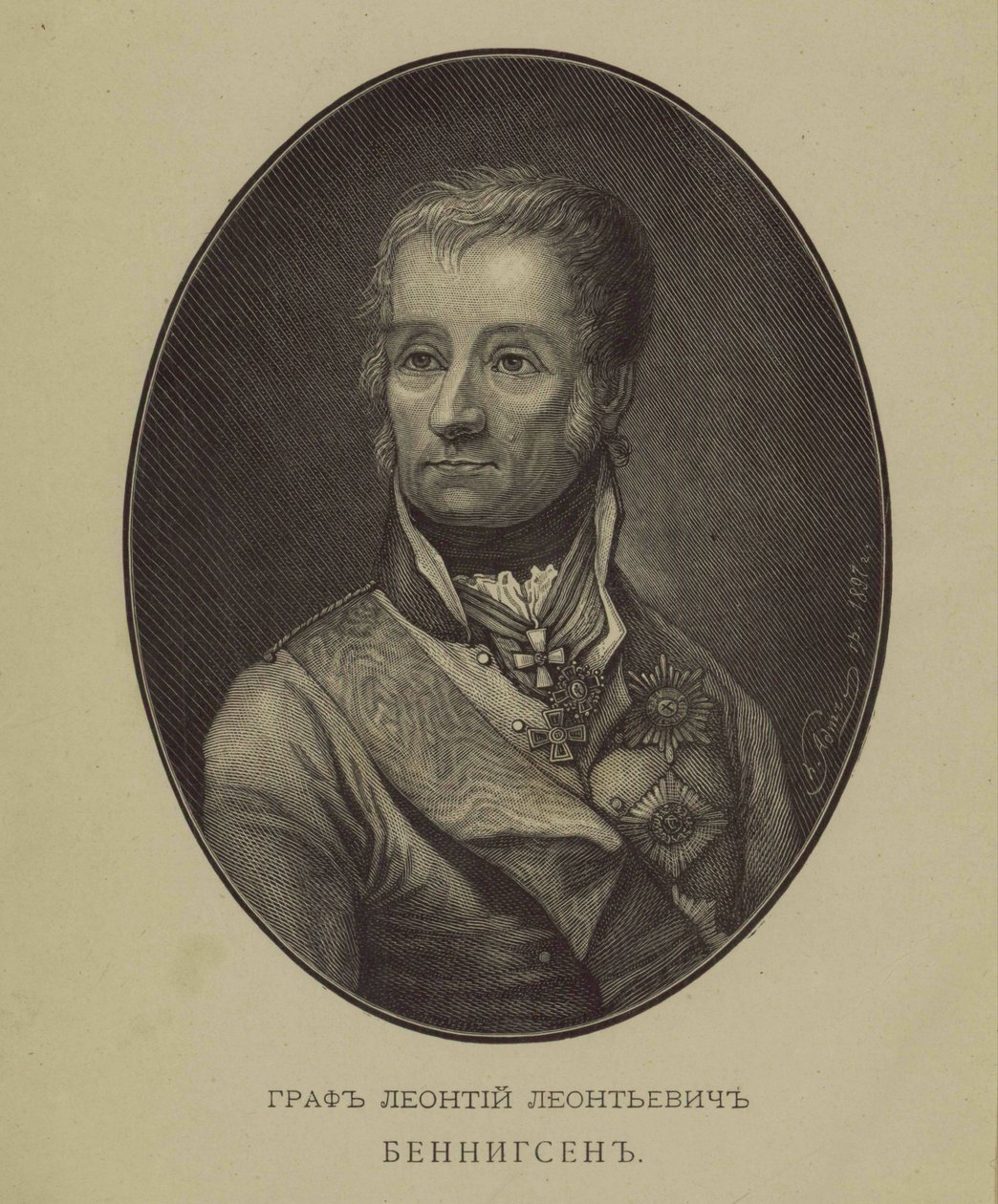 Portrett av grev Levin Leonty August Theophil von Bennigsen 1745-1826 av Unbekannt
