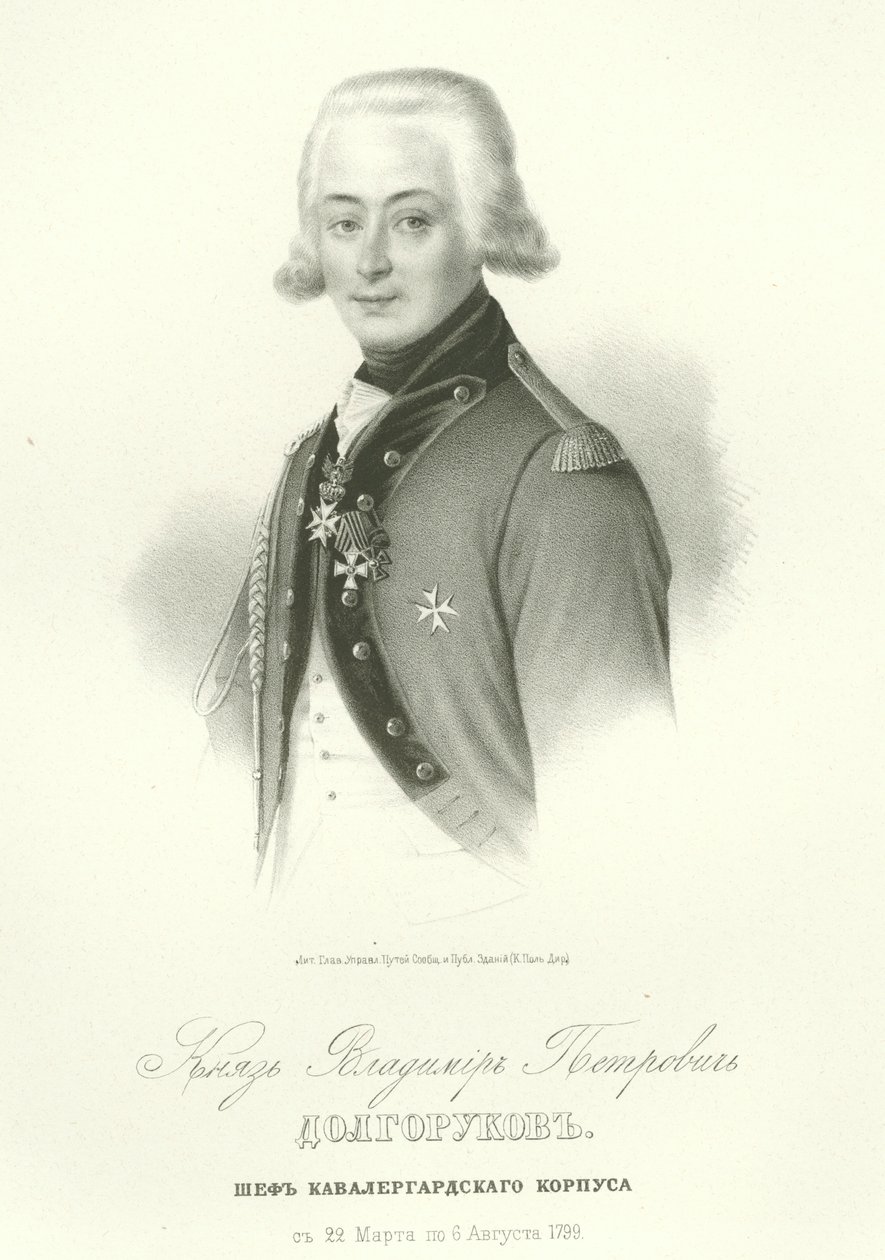 Portrett av grev Vladimir Petrovitsj Dolgorukov 1773-1817 av Unbekannt