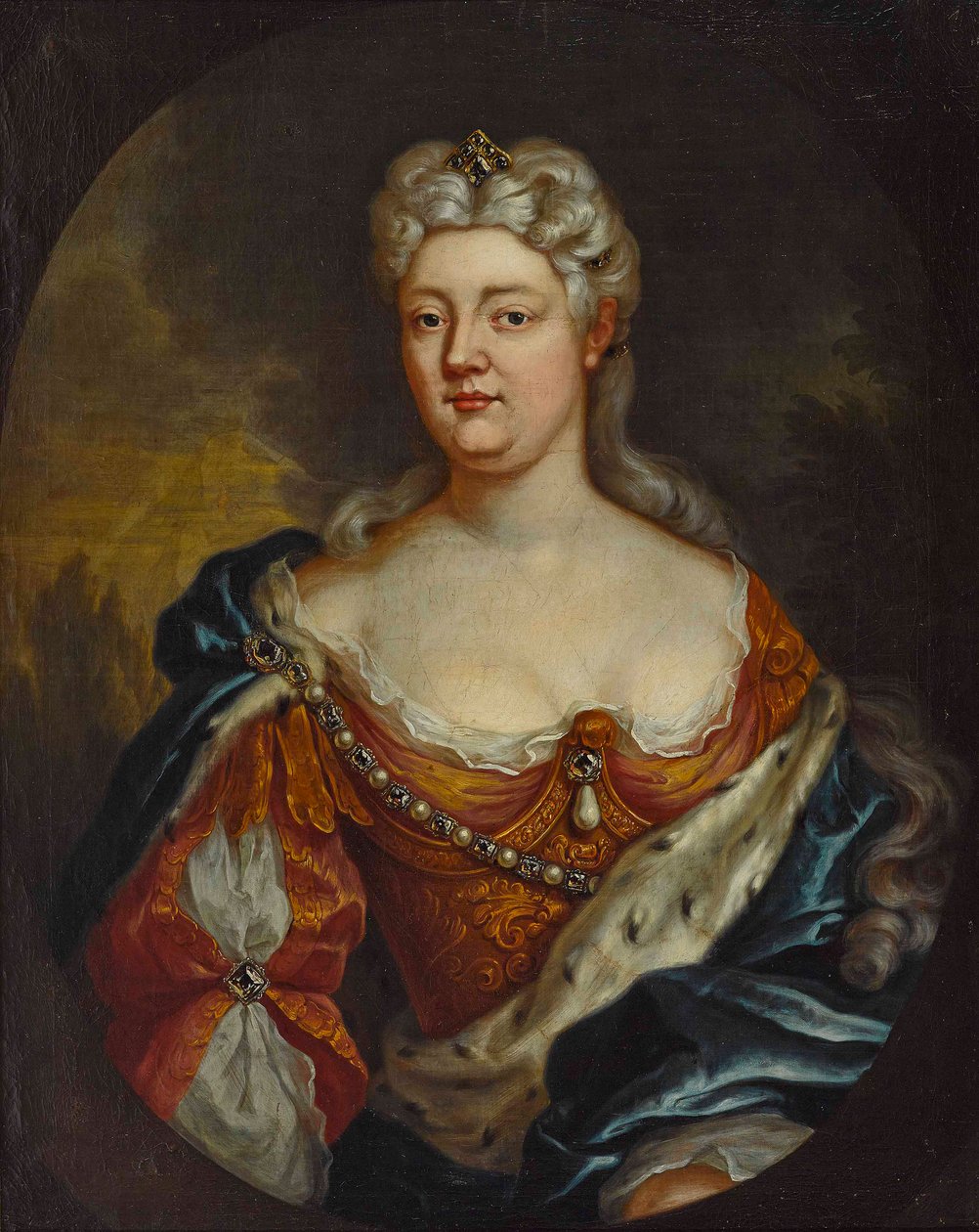 Portrett av grevinne Caroline av Nassau-Saarbrücken 1704-1774, ca. 1725 av Unbekannt