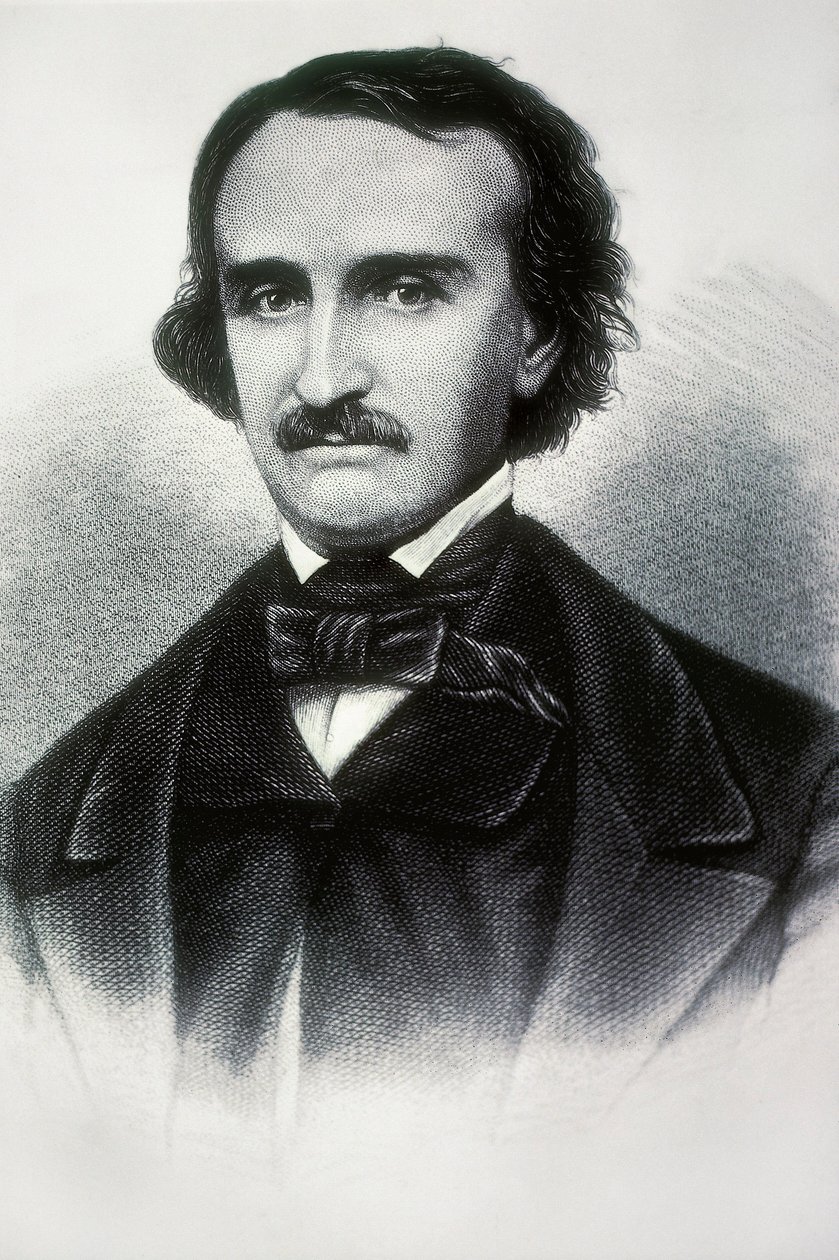 Portrett av Edgar Allan Poe (1809-1849), amerikansk forfatter. Gravering av 1800-tallet. av Unbekannt